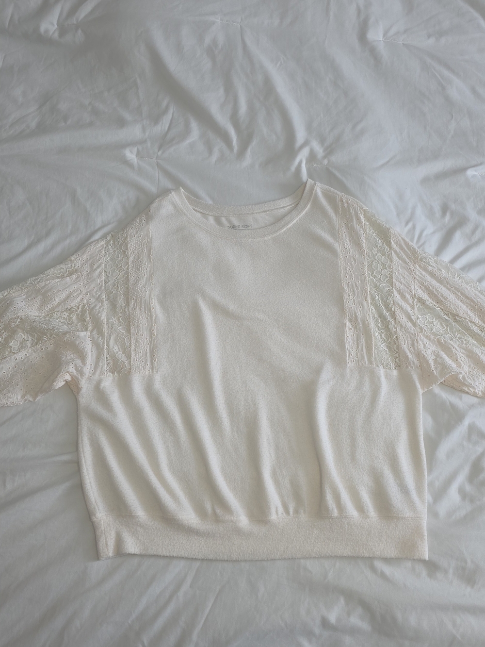 Torrid Super Soft Cream Lace- Half Sleeve Pullover Sweatshirt